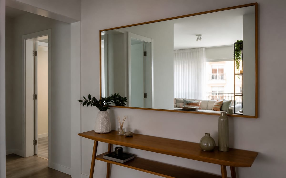 Espelho instalado em ambiente residencial